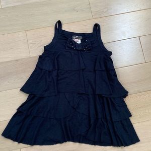 Floriane made in France girls bow accent soft stretch navy ruffle tank dress
